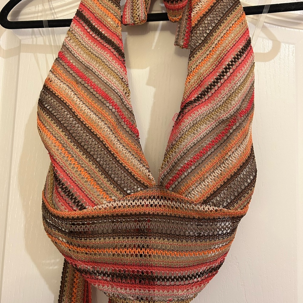 Kendall & Kylie Multicolor Striped Halter Top